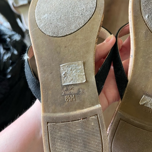 GUESS Women's Black and Tan Sandals - Picture 2 of 2